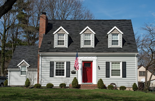 Front view of a home with a gutter guard