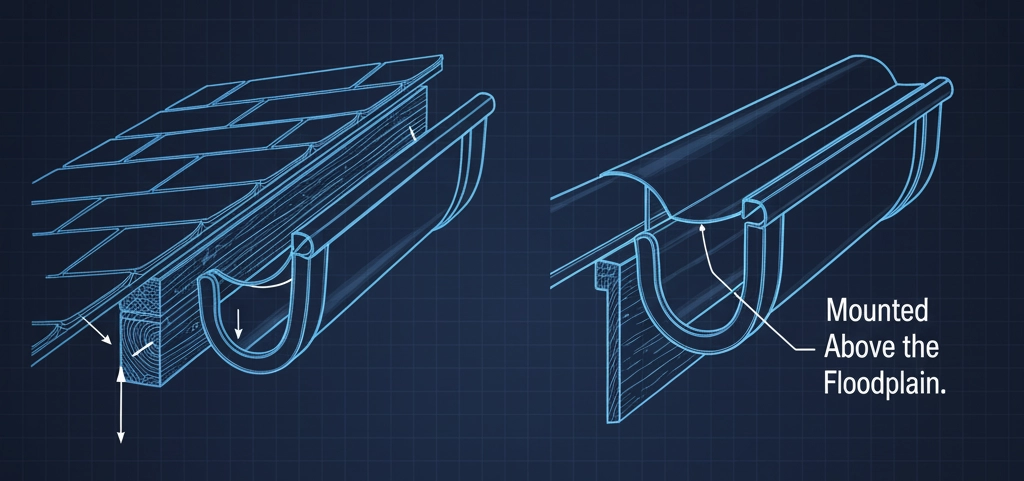 Drawing of Gutter mounting