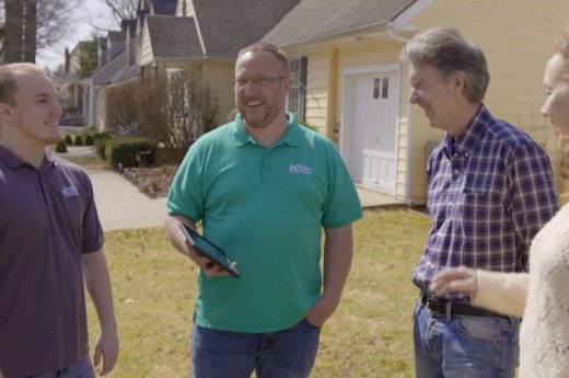 specialist-meeting-homeowners Homeowner Getting a Free Estimate for K-Guard Gutter Guard System - K-Guard Heartland