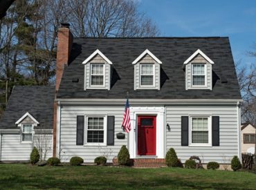 Front view of a home with a gutter guard
