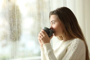 Side,View,Portrait,Of,A,Relaxed,Teen,Drinking,Coffee,Looking